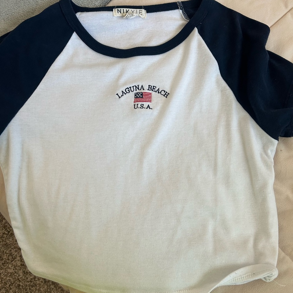 Kids Navy and White Raglan Tee